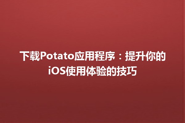 下载Potato应用程序🍟：提升你的iOS使用体验的技巧