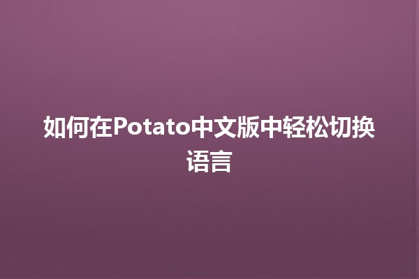 如何在Potato中文版中轻松切换语言🈶️🌍