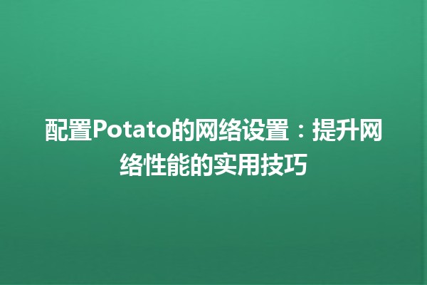 配置Potato的网络设置：提升网络性能的实用技巧🌐💡