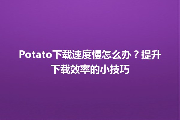 🚀 Potato下载速度慢怎么办？提升下载效率的小技巧