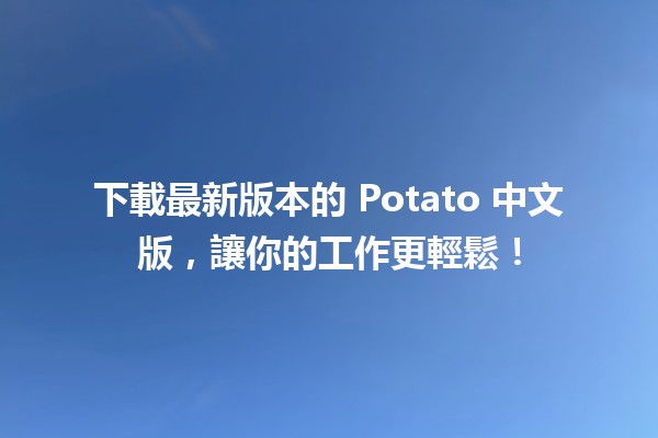 下載最新版本的 Potato 中文版，讓你的工作更輕鬆！📥🌟