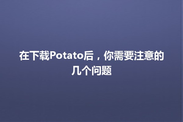 在下载Potato后，你需要注意的几个问题🤔📥