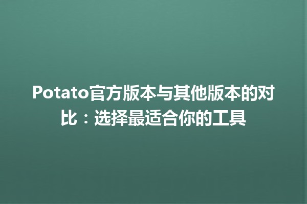 🍟 Potato官方版本与其他版本的对比：选择最适合你的工具