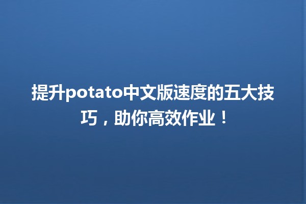 🚀 提升potato中文版速度的五大技巧，助你高效作业！