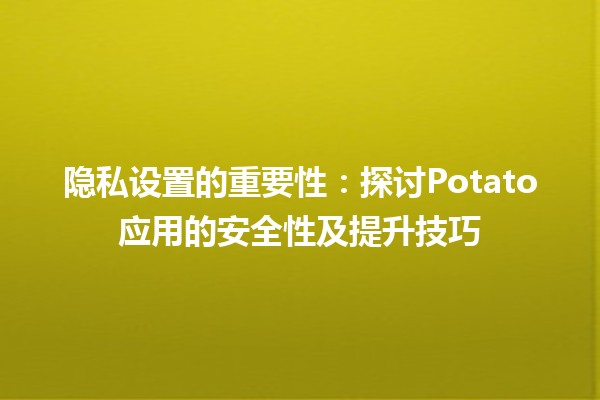 🍟 隐私设置的重要性：探讨Potato应用的安全性及提升技巧 🔒